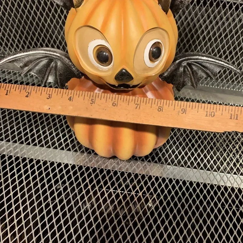 FO-Halloween Scary Bat Pumpkin Ornaments Pumpkin Shaped Home Decoration Resin Cute Bat Decoration