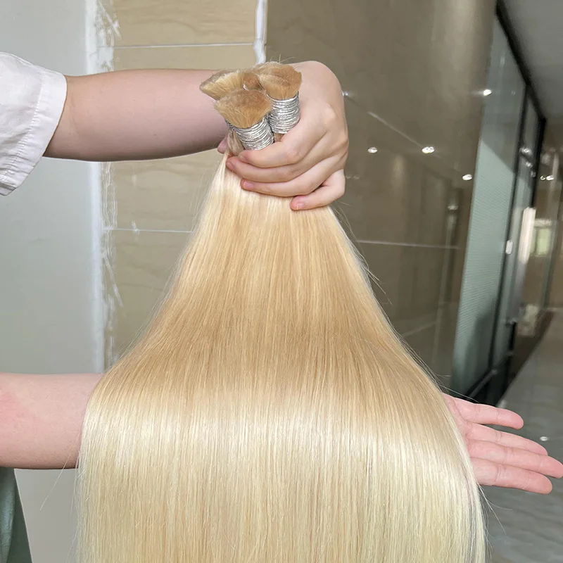 GDYLuxury 100% Human Hair Bulk For Braiding No Weft #613 Blonde Straight Unprocessed Raw Hair Extensions Boho Braids 100g/Bundle