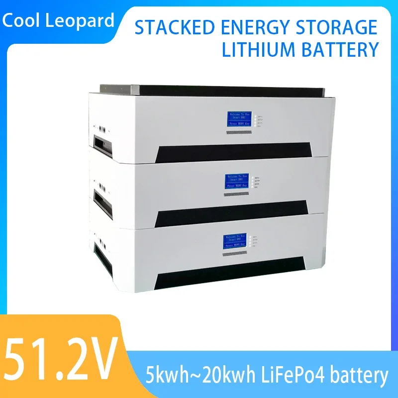 48V 51.2V 300Ah 10KWh/20KWh Ferrous lithium phosphate Stacked Energy Storage Battery Household Solar Power Generation System