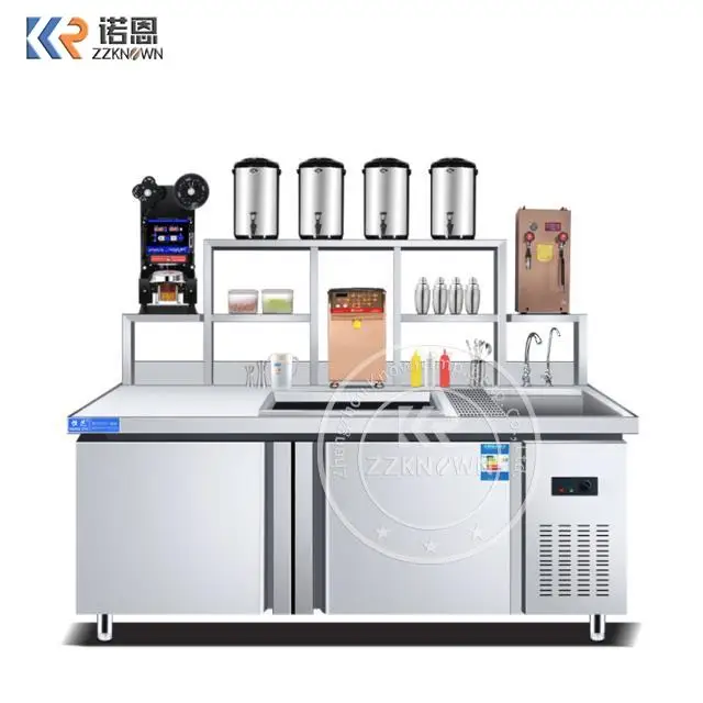 Bar Stainless Steel Frozen Counter Bubble Tea Counter Mini Bar Counter Customized Refrigerate Bar Shop Table