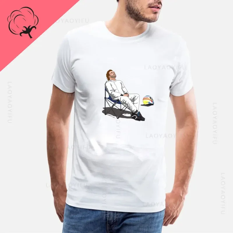 Formula 1 Fernando Alonso Deckchair Cutout 100%Cotton T Shirt Summer Hot Sale O-neck Print Street Fashion Short-sleev Tops Tees