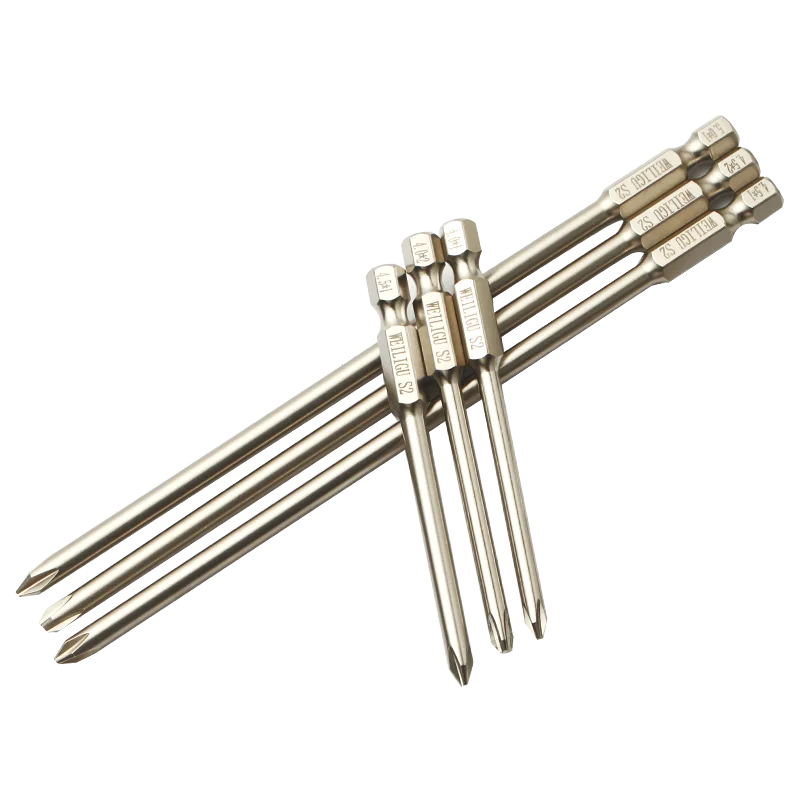 50mm~ 150mm Magnetic Screwdriver Bit Set  1/4" Hex Shank Phillips/Cross Head Screwdriver Drill Bit S2 Alloy Steel