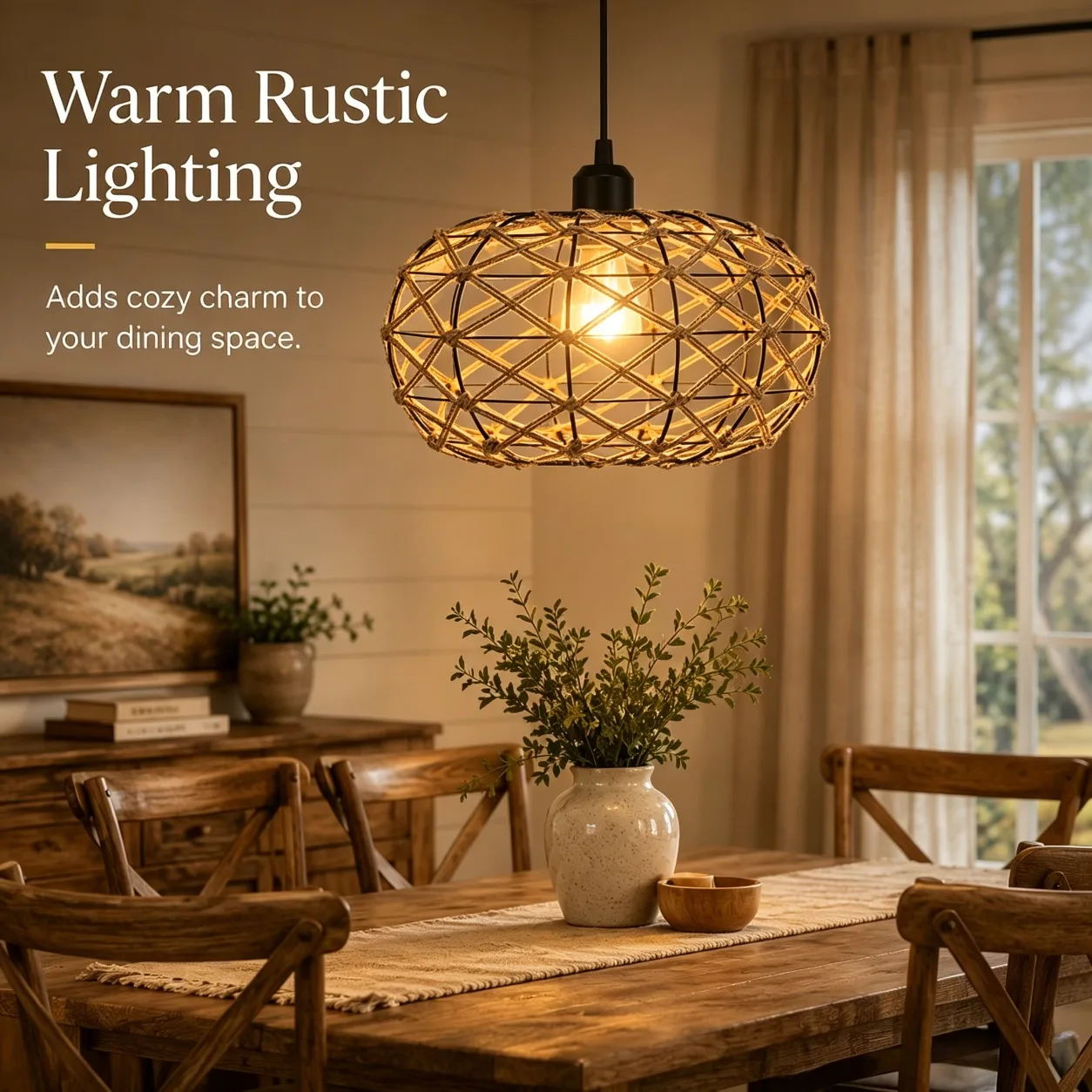 JOYINLED 30cm Country Style Hemp Rope Woven Spherical Pendant Light E27 Drum Shaped Hemp Rope Rattan Bohemian Style Pendant Lamp