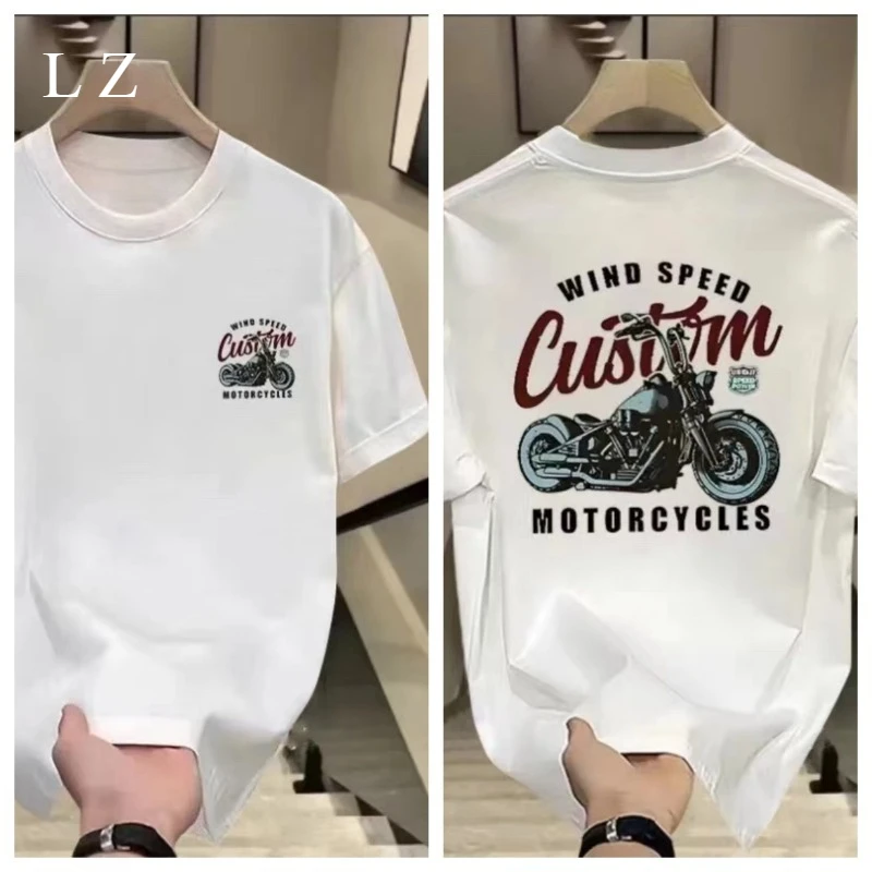 

Мотоциклетная весенне-летняя американская простая креативная универсальная футболка с рисунком, модная мужская пара, свободная повседневная футболка