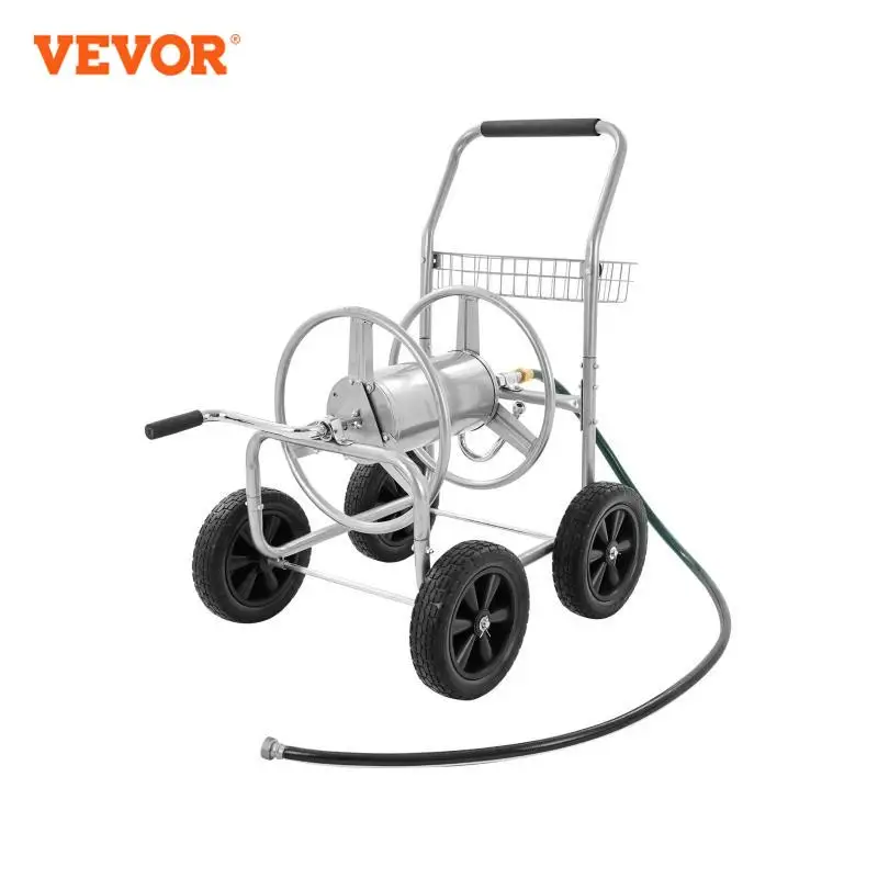 VEVOR Hose Reel Cart Hold Up to 300 ft of 5/8’’ Hose Garden Water Hose Carts Mobile Tools with 4 Wheels Powder-coated Steel 