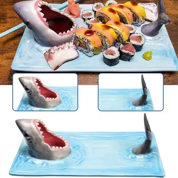Japanese Internet Celebrity Seaside Shark Ceramic Plate Dumpling Plate Meal Kitchen…