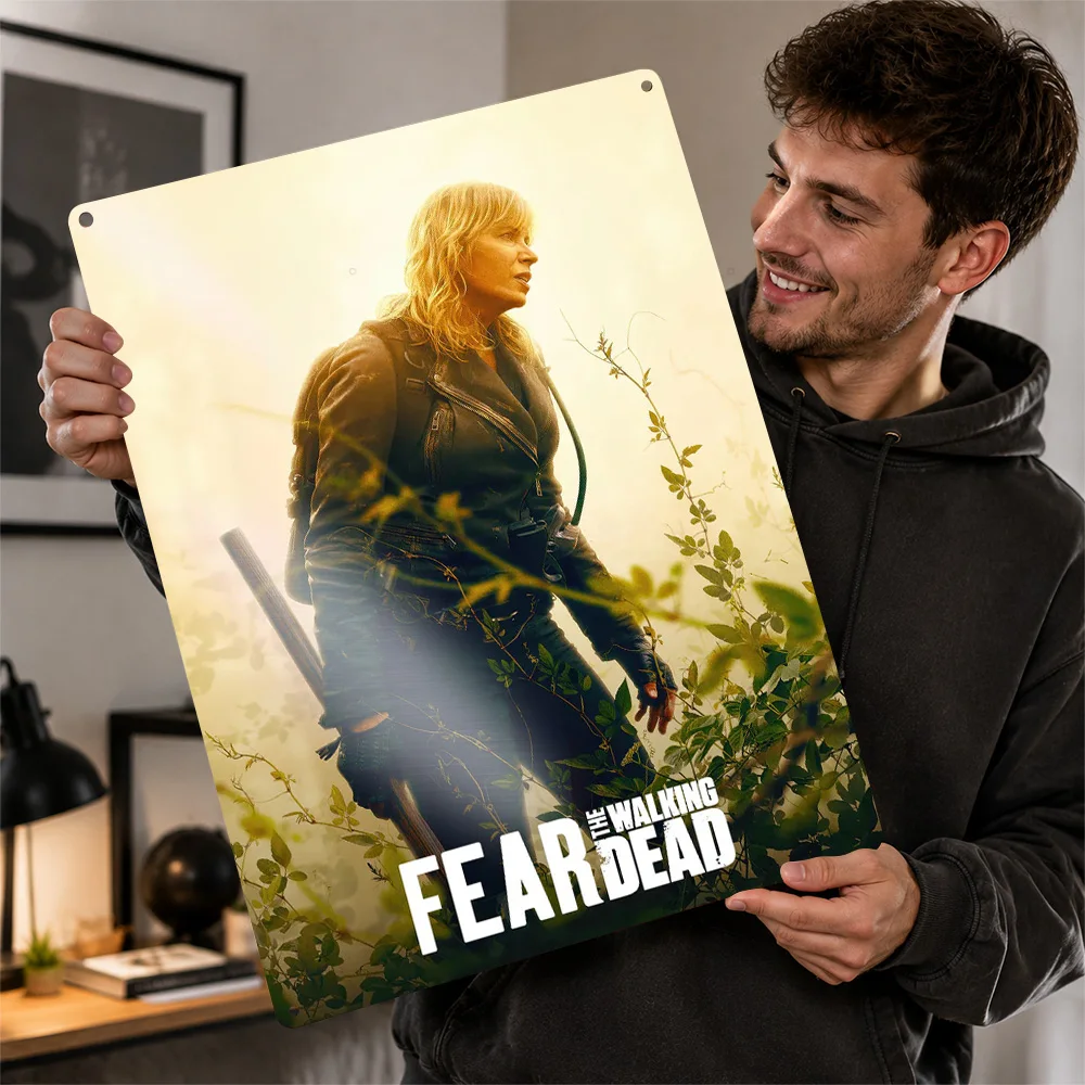 Fear The Walking Dead Textured Metal Poster Cinematic Wall Art For Entertainment Room Customized Aluminum Sign Birthday Gift