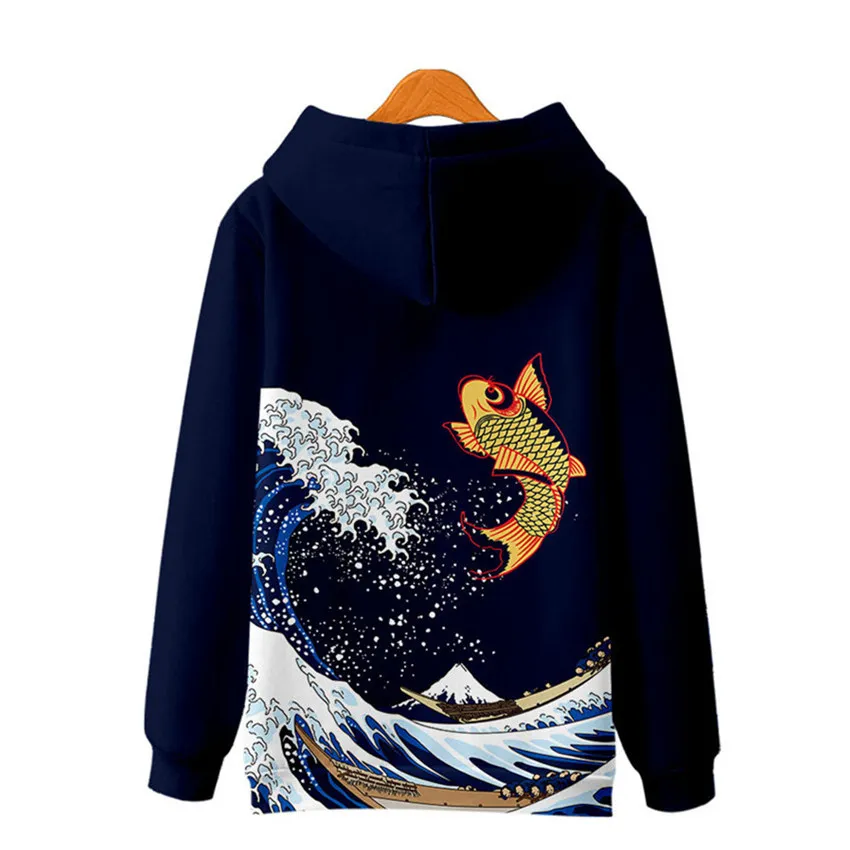 

Harajuku Japanese Crane Flowers Print Hoodie Sweatshirt Casual Oversized Hooded Hoodie Hip Hop Pullover Women Men Clothing