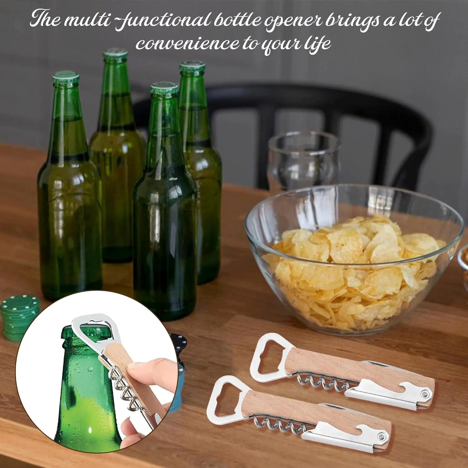 Wooden Wine Bottle Opener Groomsmen Wedding Party Gifts 4 in 1 Wine Corkscrew with Foil Cutter Blank DIY Engraving Wood
