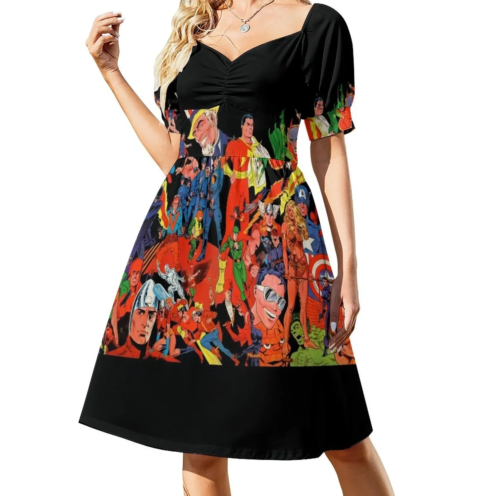 

History of Comics 2 Short-Sleeved Dress long dress women elegant chic women dresses promotion Dress women