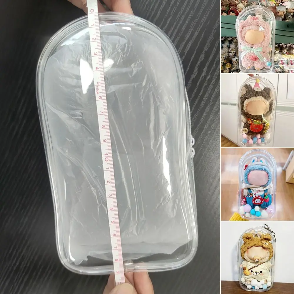 18cm Cotton Doll Bag 17cm Labubu Enamel Thickened High Transparency Doll Bag Cute Protection Stroller Dust Storage