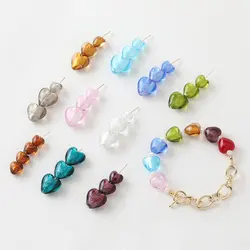 10PCS Glass Heart Pendant Containing Silver Foil Beads Charms for Jewelry Findings Making Bracelet DIY Handmade10/12/15mm