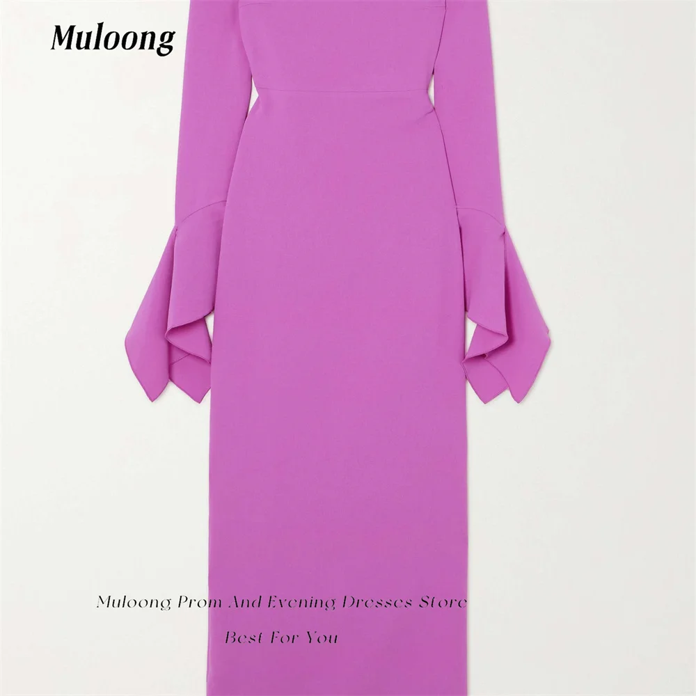 Muloong-vestido Formal de Arabia Saudita con cuello de barco, manga acampanada, largo hasta el suelo, espalda recta, abertura, alta costura