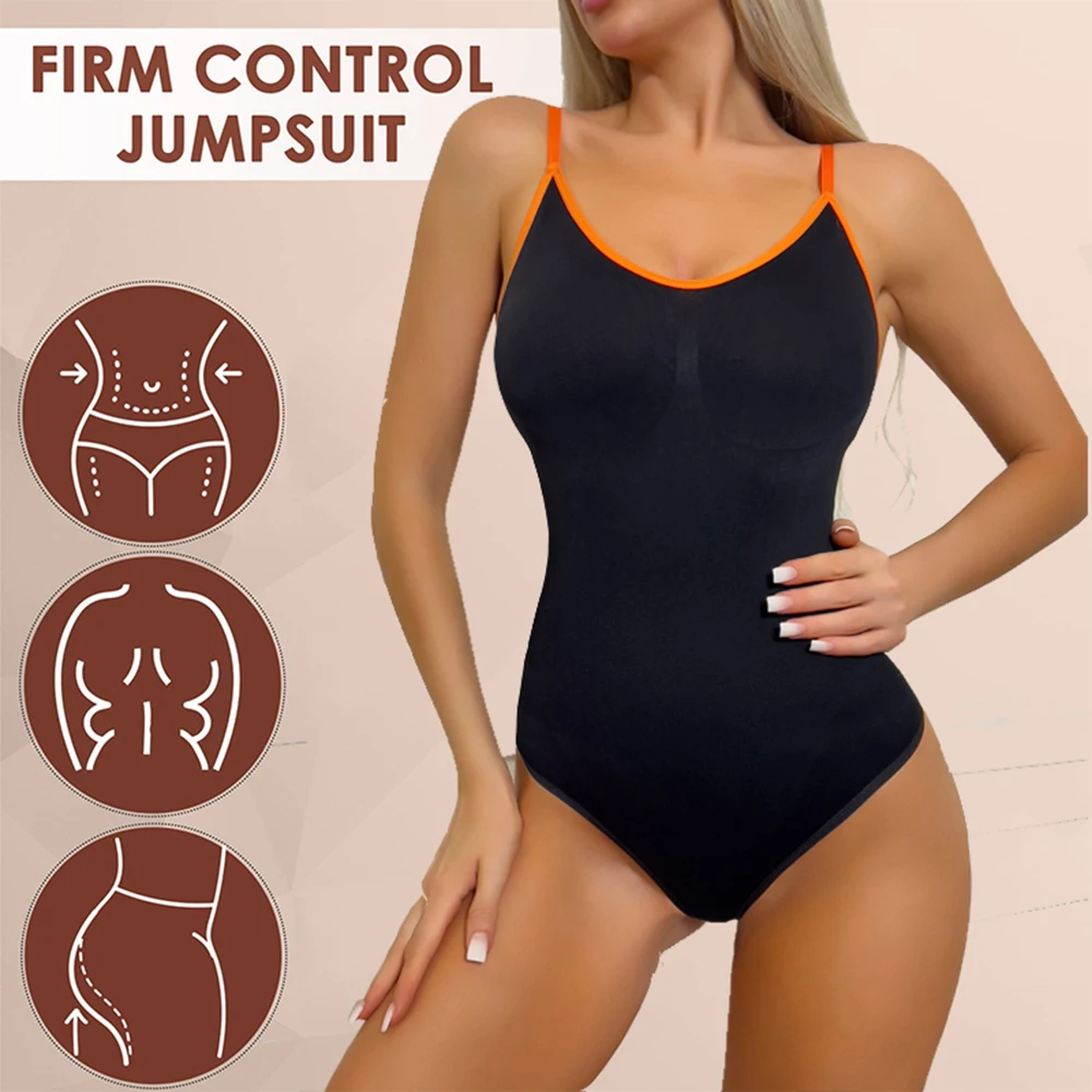 Contrast Strap Thong Body Shaper Bodysuit Women Seamless Fashion Tummy Control One-piece Underwear Slimming Waist Shapewear 3XL