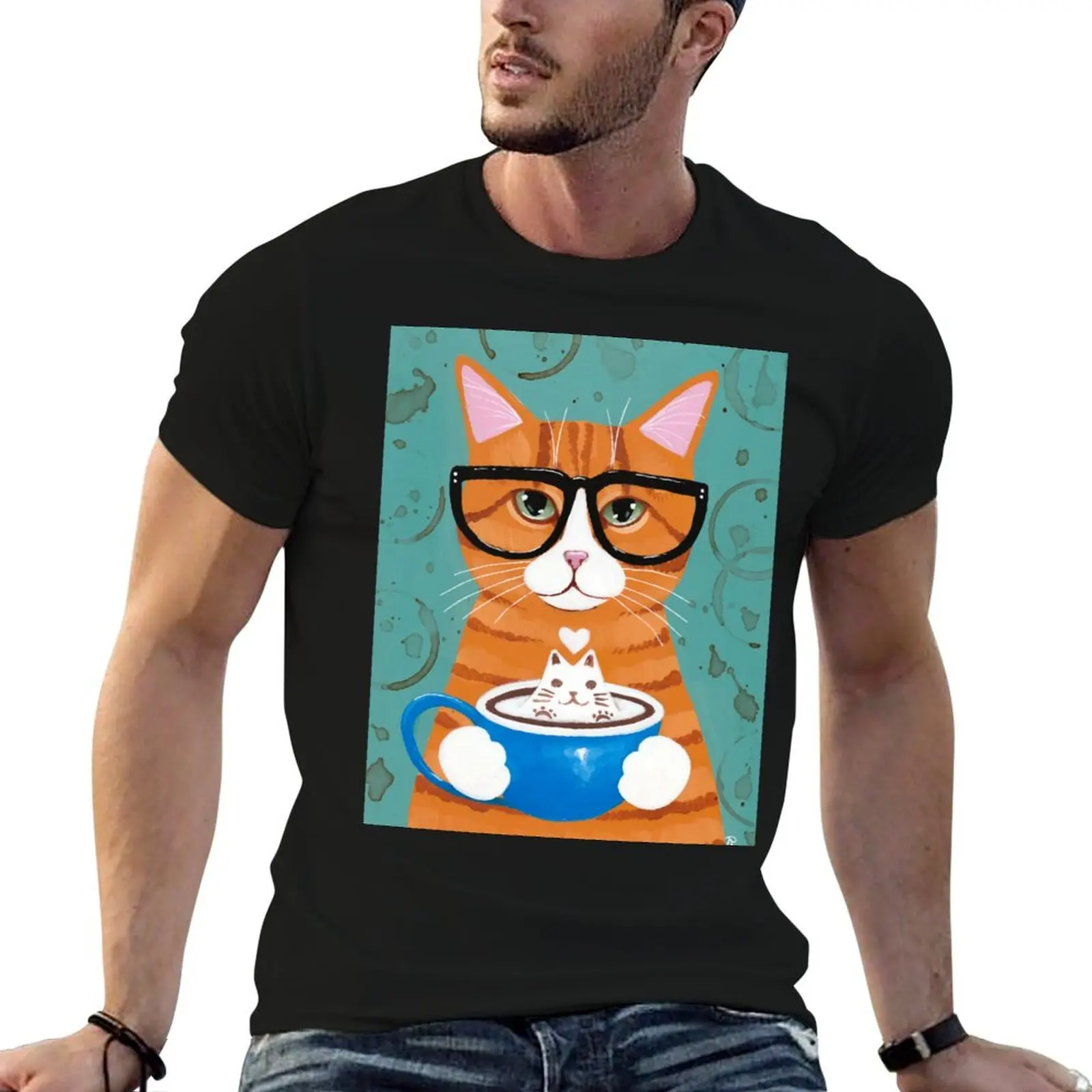 

Ginger Kitty Catppuccino T-Shirt man t shirts cotton man graphic t shirt t shirt man plain T-Shirt