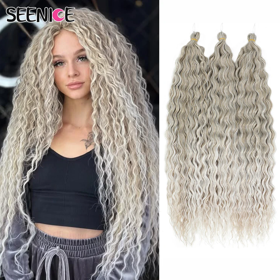 

Ariel Water Wave Twist Crochet Hair Synthetic Braids Hair Ombre Blonde Copper 22Inch Curl Hair Deep Wave Braiding Hair Extension