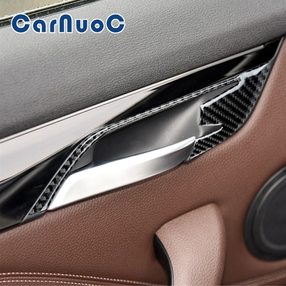 

Car Carbon Fiber Material Sticker Door Handle Decorative Cover Trim For BMW X1 F48 2016 2017 2018 Auto Interior Accessories