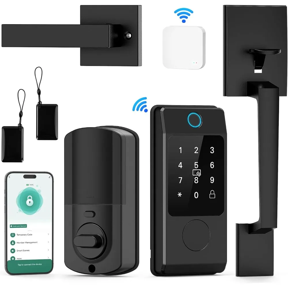 Smartlock, WiFi Front Door Lock Set, Keyless Entry Smart Locks Handle Set, Fingerprint Smart Lock, Smartlock