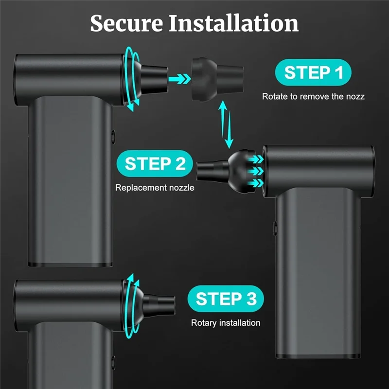 منفاخ هواء كهربائي، منفضة هواء مضغوطة لاسلكية عالية السرعة 1800 دورة في الدقيقة، 4 أوضاع مناسبة للاستخدام في الهواء الطلق والسيارة