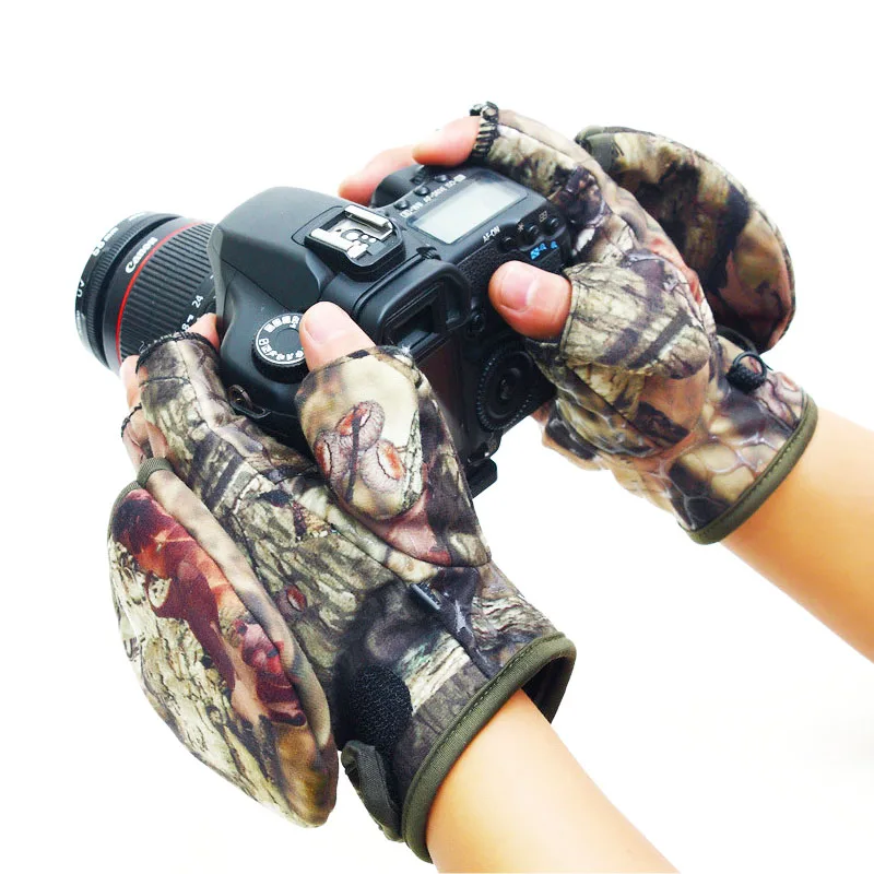 Winter Windproof Velour Gloves Thick Cutton Finger Cutting Outdoor Sports PhotographingFishing Hunting Hiking Skiing