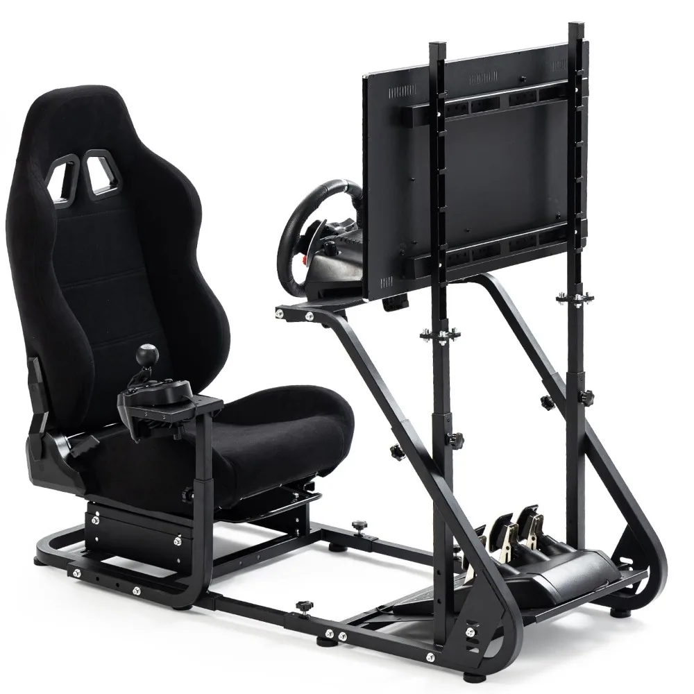 

Supllueer G29 Racing Simulator Cockpit with TV Mount and Gaming Seat Fit for Logitech/Thrustmaster Sim Driving Stand