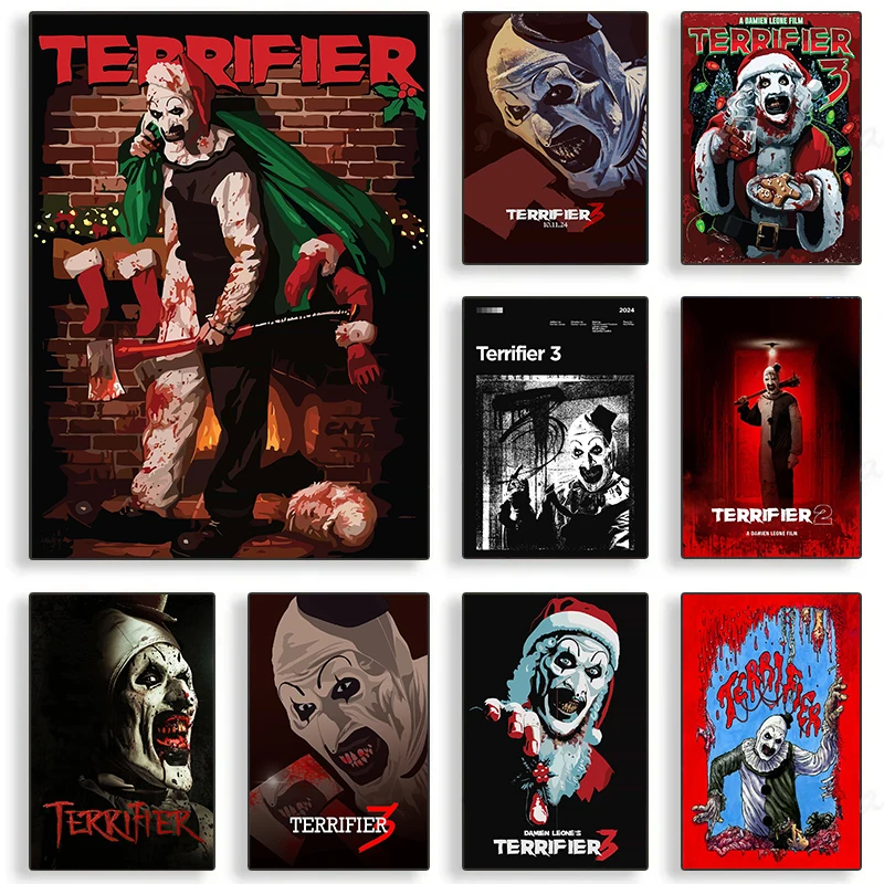 High quality Terrifier 3/2/1 Collection Classic Thriller Movie Film Posters  Wall Art Canvas Paintings Halloween Home Room Decor