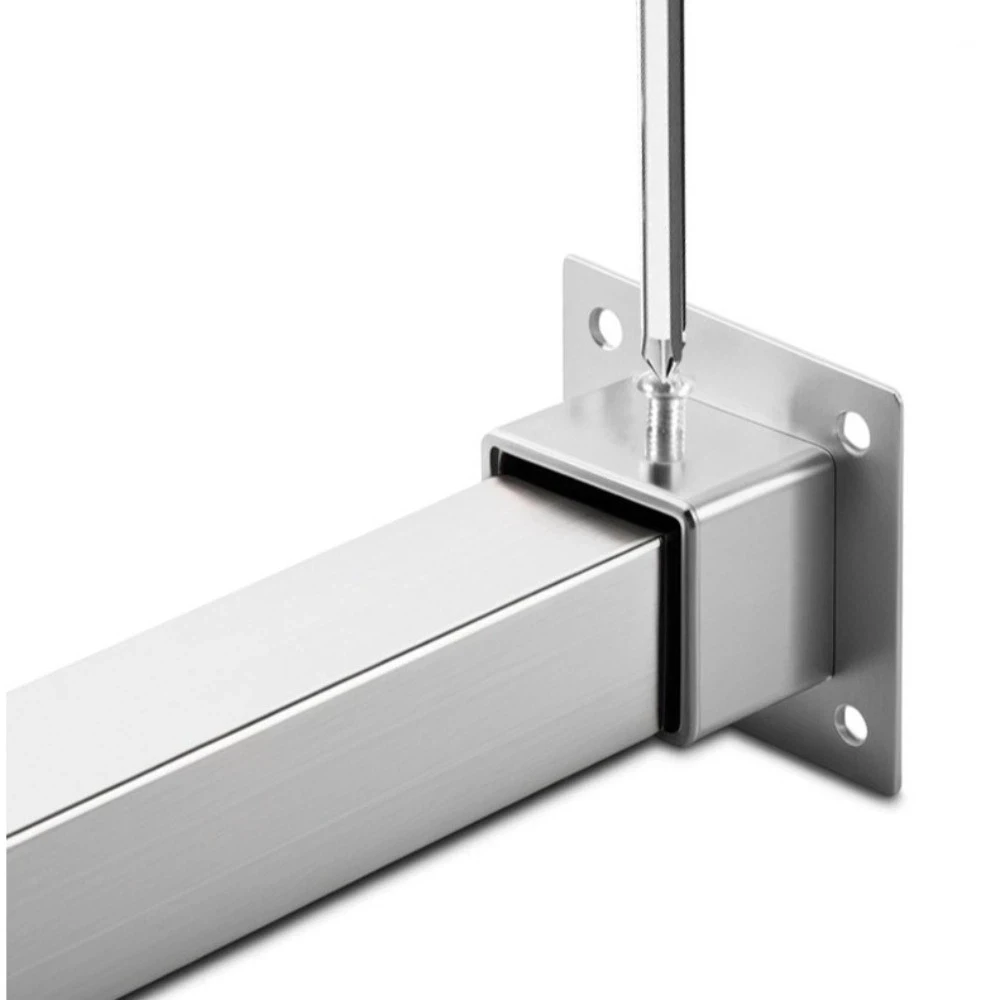 New Stainless Steel Square Tube Connector Set Heavy Duty Rustproof Flange Base 20/25/30/40mm Elbow Corner Joint Cabinet