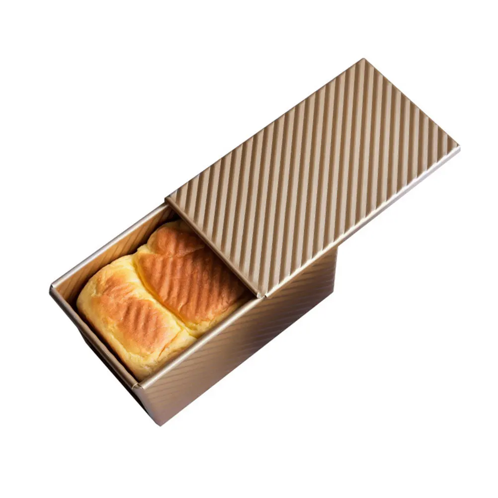 

1pc Toast Box Loaf Pan Mold Pan Ventilated Heat Conduction Gold Baking Aluminized Steel Non-Stick Sandwich for Bread