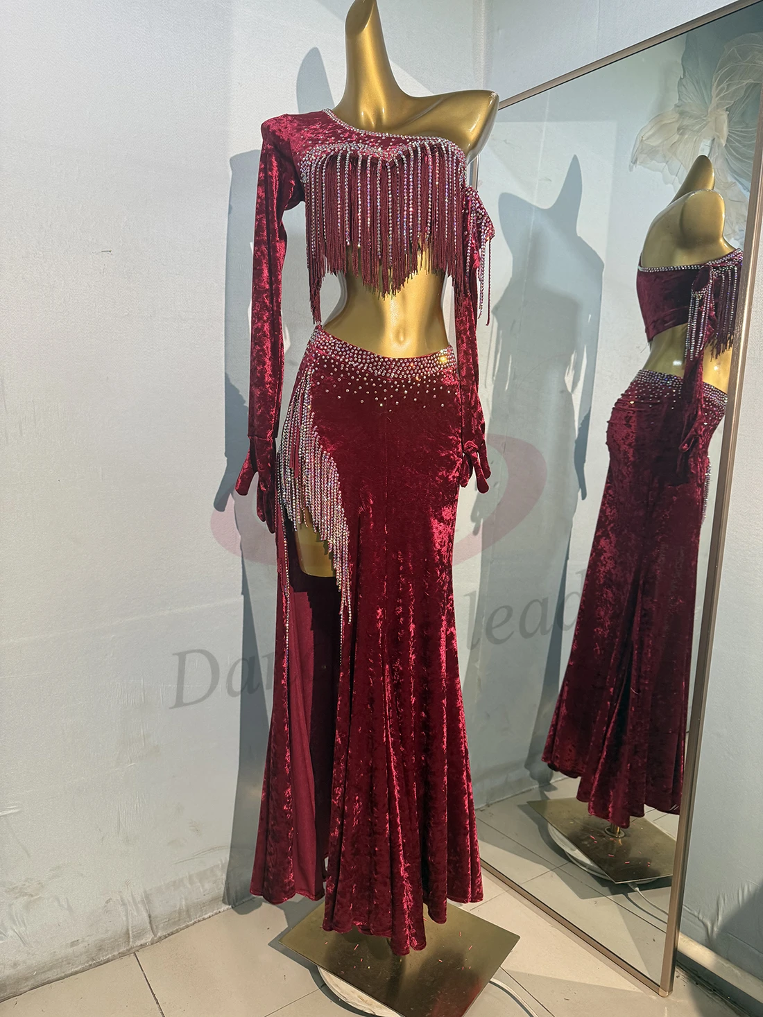 Belly Dance Dress, High-end Custom Velvet Fabric, Slit and Exposed Legs, Precisely Tango Women's Adult Professional Clothing