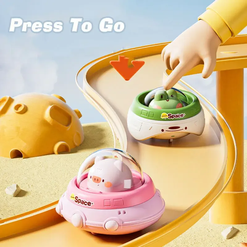 Baby Car Toy Inertia Cartoon Animal Vehicle Press Go Cartoon UFO Toys Pull Back Cars Toys for 1 2 3 Year Boys Gift for Children