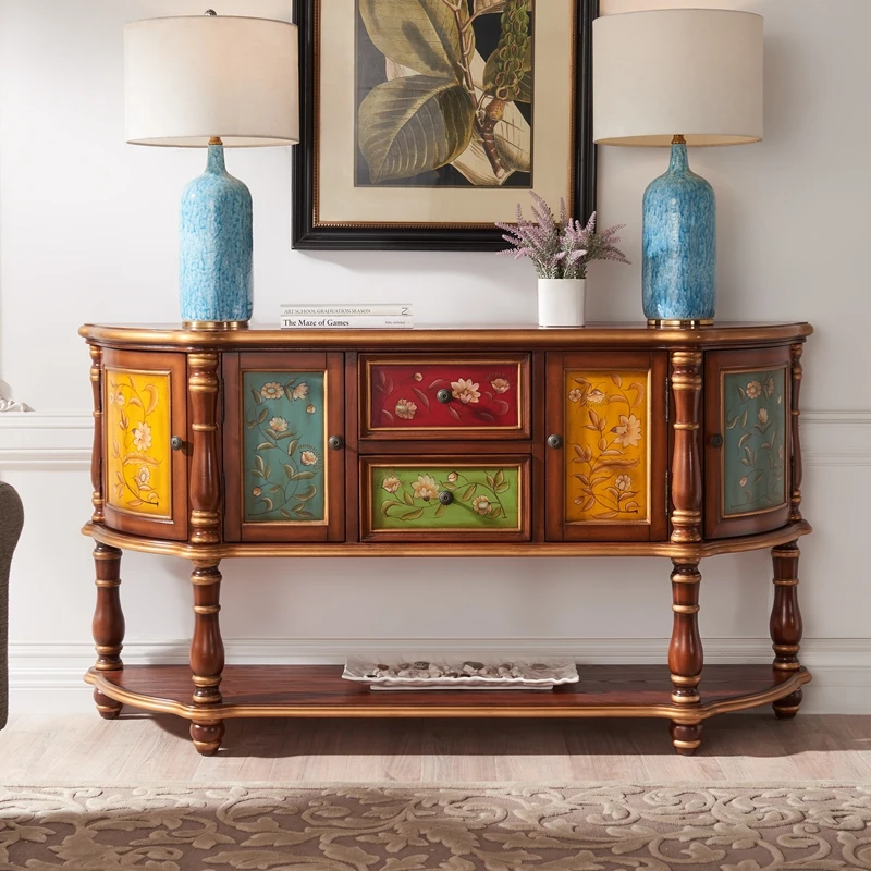 

Европейский шкаф на крыльце, полукруглый шкаф из массива дерева, американский настенный столик, коридор, длинный стол, ретро-диван, спинка для украшения