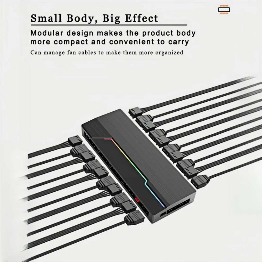 CX FUTRUE Dual 10 Port Fan Hub With 100% ABS, 4PIN PWM+3PIN ARBG, Equipped With Remote Control (Can Control Light Color Changes)