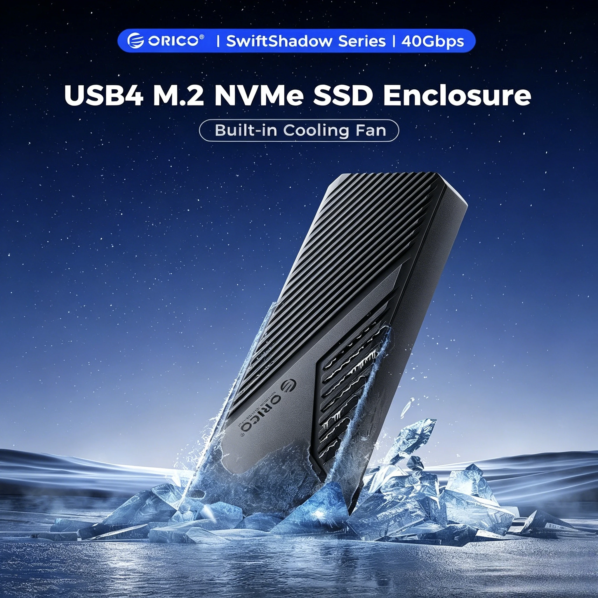 ORICO Boîtier NVMe en aluminium USB4 40Gbps ventilé, support PCIe4.0 jusqu'à 8To, compatible Thunderbolt 3/4 pour Mac Mini iMac