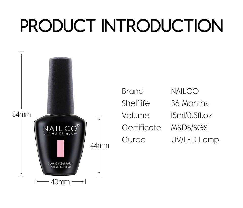 NAILCO 15ML Decklack Basislack Gel Nagellack Nägel Kunst Semi Permanent Lacklack Hybrid Nagelzubehör für Profis