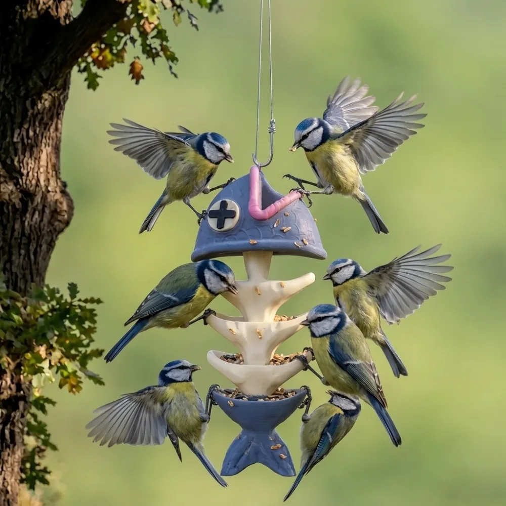 Resin Fish‑Bone Shaped Hanging Bird Feeder, Outdoor Decorative Wild Bird Food Dispenser For Garden Yard