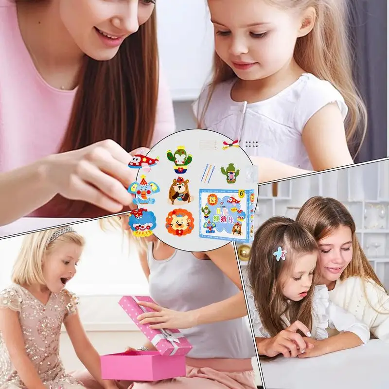 Children Sewing Kit Cute Sewing Kit for Children Art and Craft Learning Toys Beginner Sewing Kit Fine Motor Skill Toys for Boys