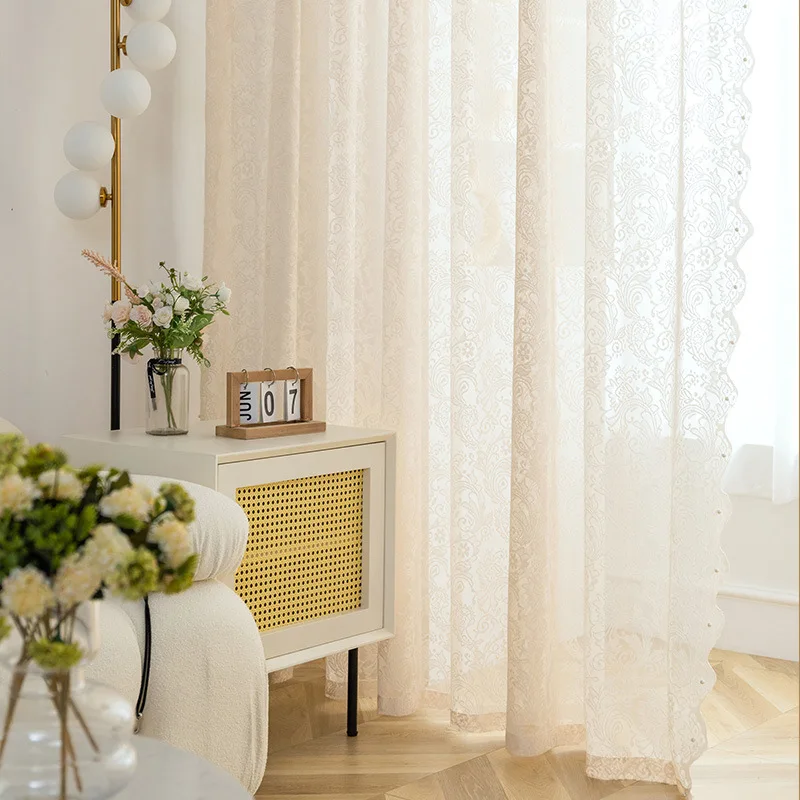 French Warp Knitted Phoenix Gauze Light-transmitting and Opaque Lace Decorative Window Screen Living Room Bedroom Balcony
