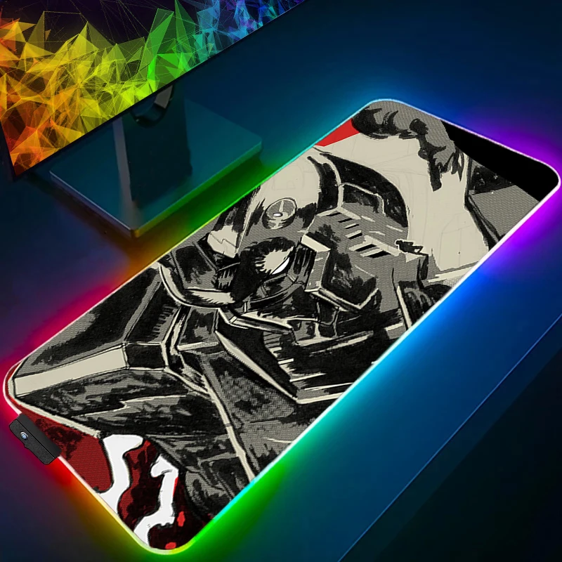 

RGB Mouse Pad Game Keyboard LED Mousepad Pc Desk Mat Mechanical Warrior RX-78-2 G-gundam Gaming Pad Backlight Mouse Mats For LOL