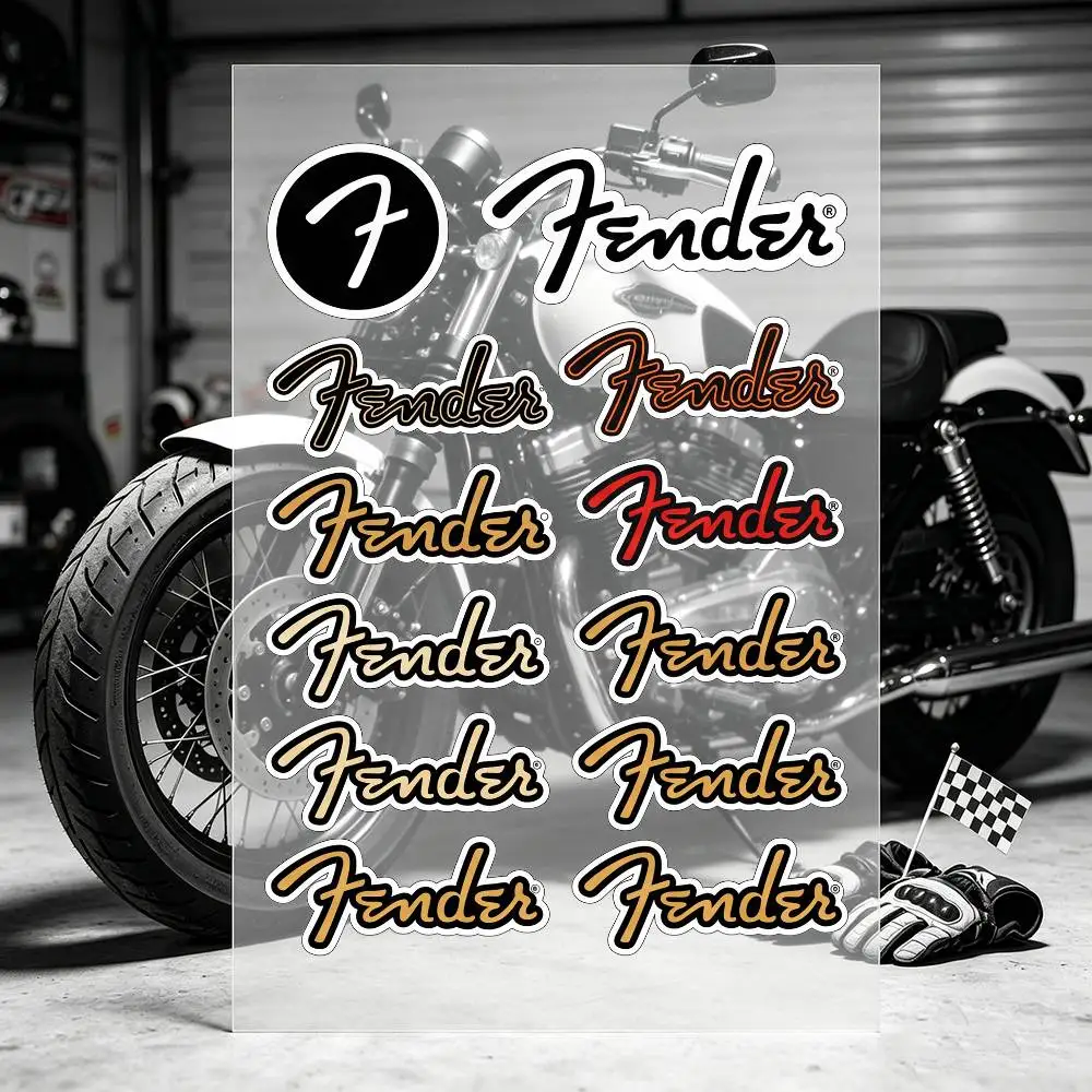 Musical Instruments F-Fender Motorradaufkleber für Motorradkarosserien und Helme, reflektierende Aufkleber