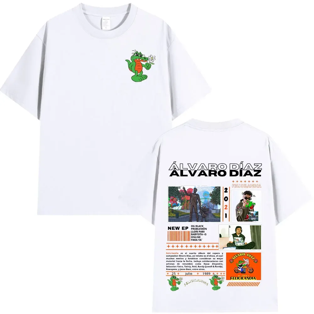 مغني الراب ألفارو دياز فيليسيلانديا ألبوم تي شيرت الرجال النساء الهيب هوب موضة المتضخم تي شيرتات قصيرة الاكمام تي شيرتات قطن عادية