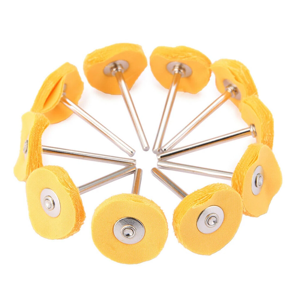 10PCS 25mm Round Polishing Buffing Cloth Wheel Brush Rotary Pad Tool 3mm Shank For Wood Metal Polishing Abrasive Tools