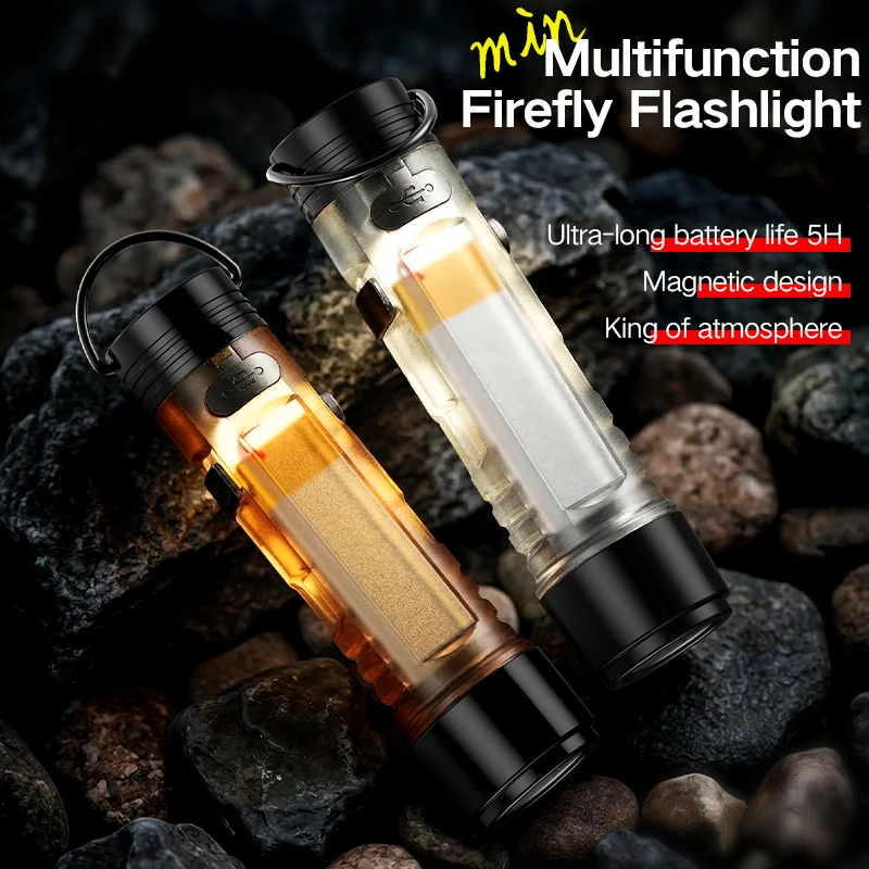 

Super Bright Mini LED Flashlight 2 Colors With Tail USB Charging Head and Magnets Waterproof Camping Light With Side Light