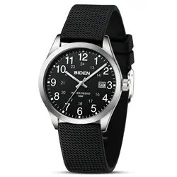 BIDEN Men's Watch Simulated Quartz Sports Men's and Women's Watch 30 Waterproof Second Hand Luminous Easy to Read Dial