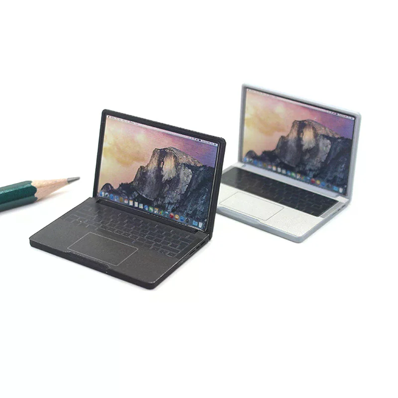 Simulazione carina 1:12 Mini computer portatile Casa delle bambole Artigianato in lega in miniatura Decorazione della casa delle bambole per la casa delle bambole Accessori fai da te