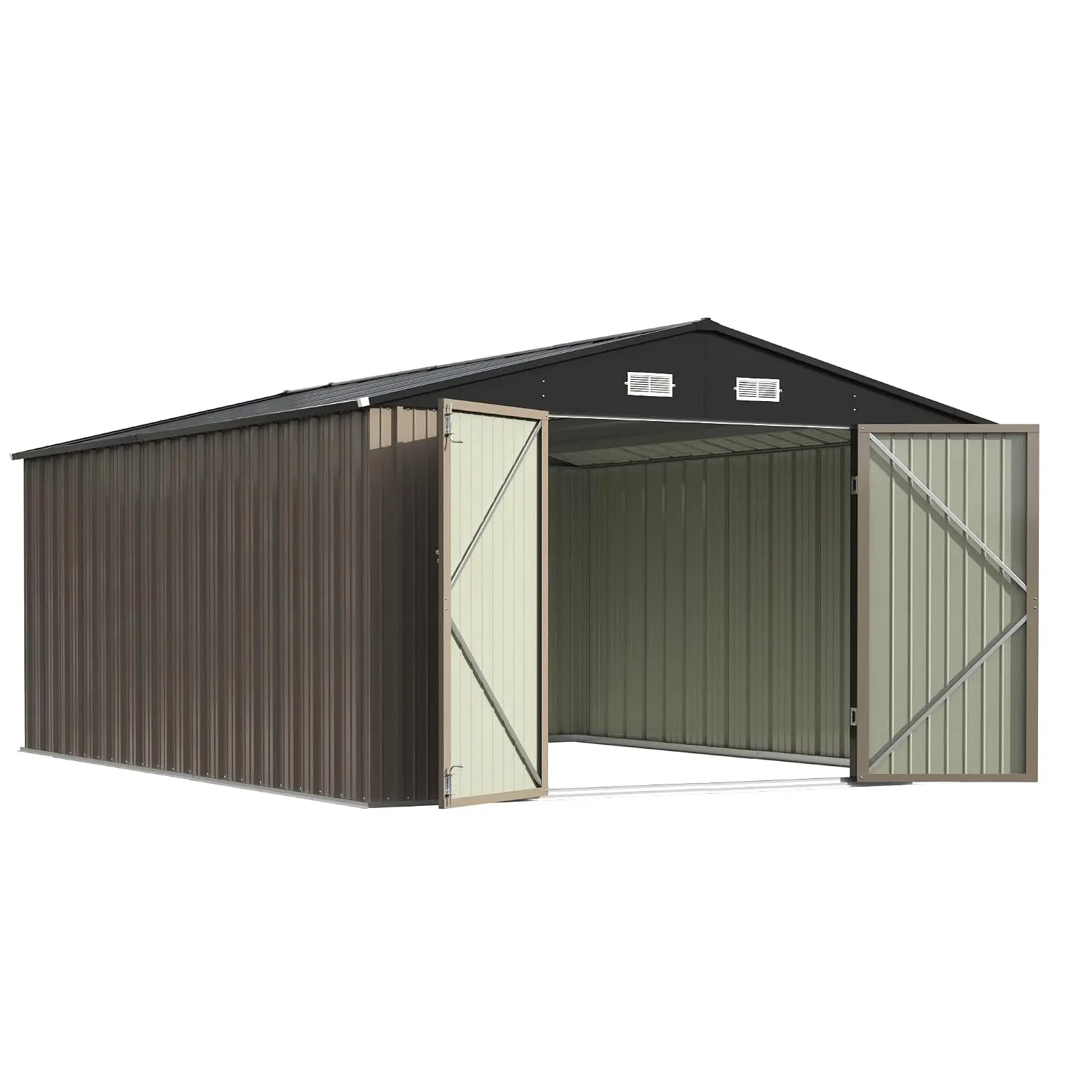 10x14 FT Outdoor Storage Shed, Large Metal Garden Shed with Lockable Door and Sloping Roof, Outside Steel Utility, Customized