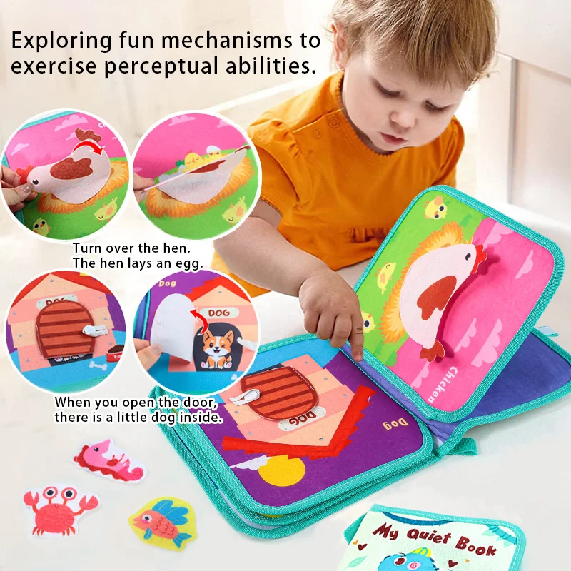 Infant Tear-Resistant Crinkle Cloth Book With Bite-Safe Textures - Early Learning Sensory Toy For 0-12 Months