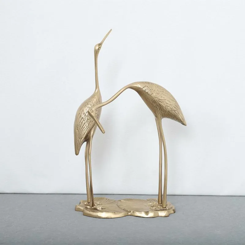 

Chinese Metal Crafts Gold Crane Animal Statue Living Room Decoration Couple Ornaments Creative Home Decorations Wedding Gifts