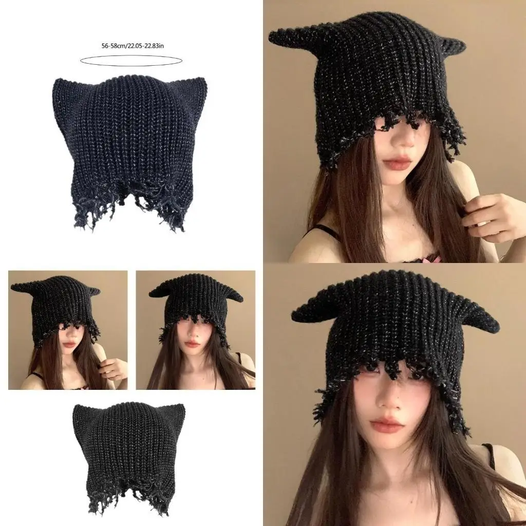 

39BD Trendy Knitted Skullcap Hat Youth Street Styles Hat Versatiles Outdoor Hat