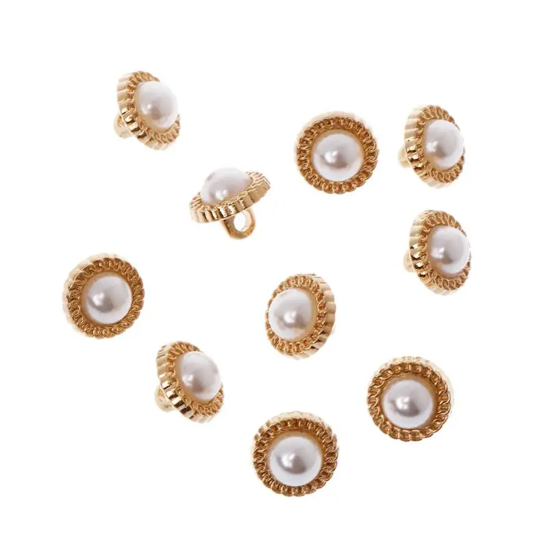 10Pcs DIY Faux Pearl Plastic Shank Buttons Sewing Wedding Crafts Embellishment 8mm