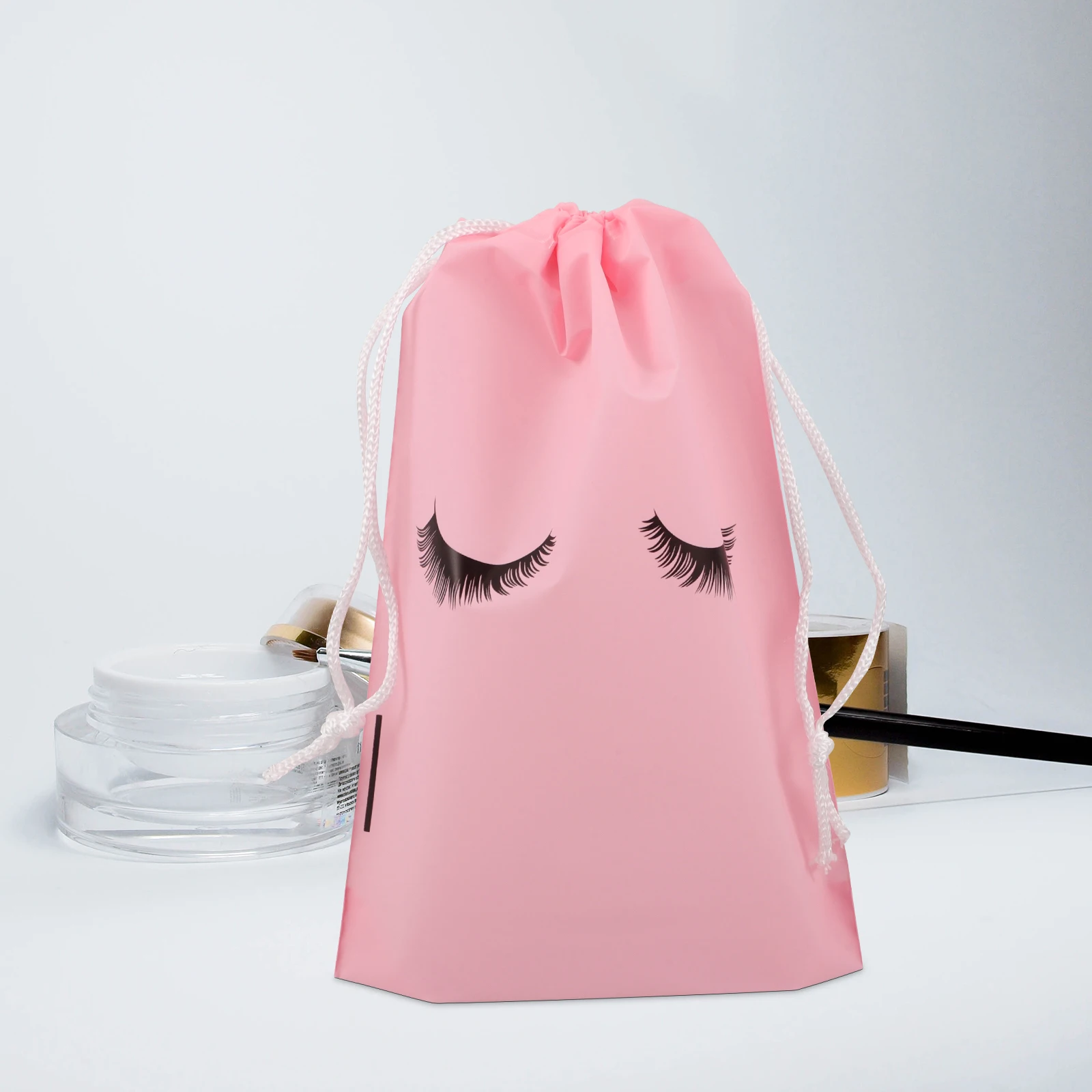

50pcs Storage Bags Beauty Eyelash Care Travel Aftercare Drawstring Small Plastic Cases Decor Packaging
